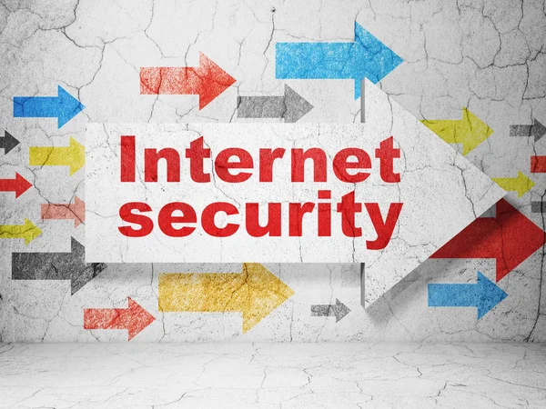 Privacy concept: arrow with Internet Security on grunge wall background — Stock Photo, Image