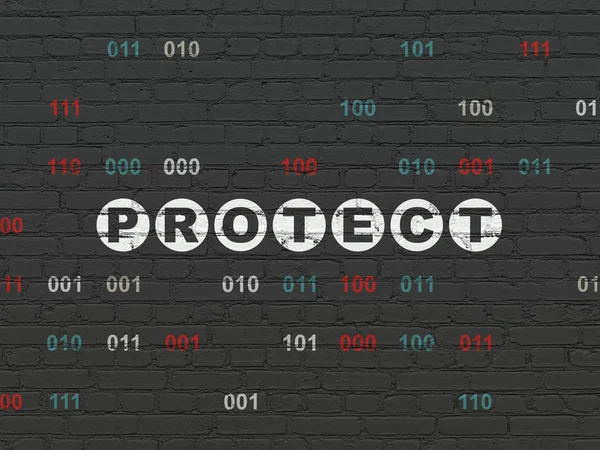Bescherming concept: beschermen op muur achtergrond — Stockfoto