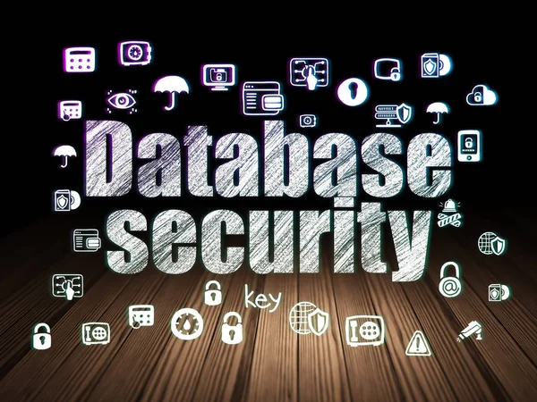 Security concept: Database Security in grunge dark room — Stock Photo, Image