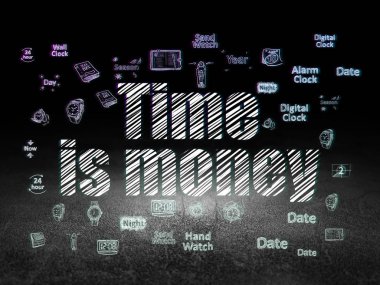 Zaman çizelgesi kavramı: zaman para grunge karanlık odada