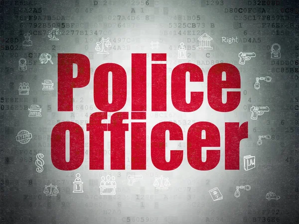 Conceito de lei: Police Officer on Digital Data Paper background — Fotografia de Stock