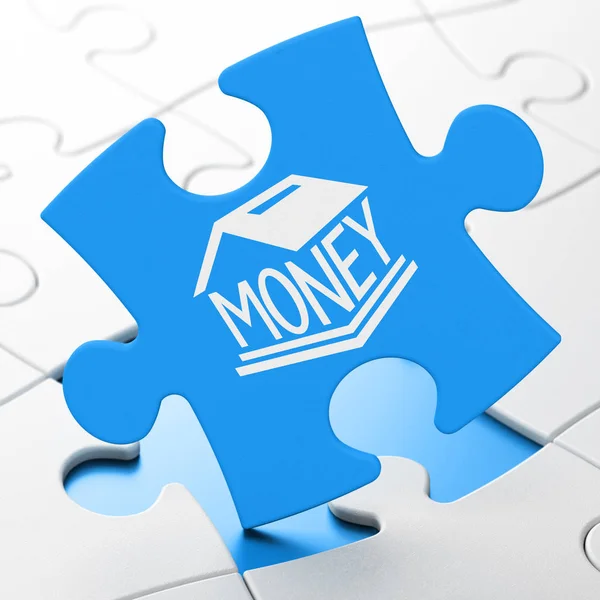 Money concept: Money Box on puzzle background