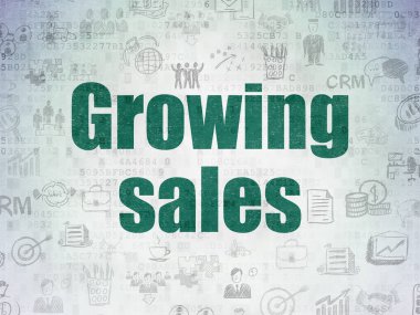 İş kavramı: satış dijital veri kağıt arka plan üzerinde büyüyen