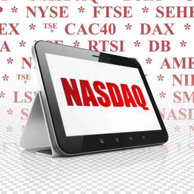 Borsa endeksler kavramı: Tablet bilgisayar ile Nasdaq ekranda