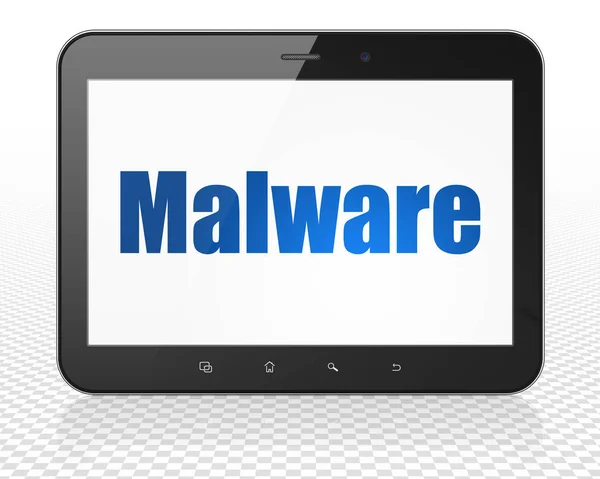 Sicherheitskonzept: Tablet-PC mit Schadsoftware auf dem Bildschirm — Stockfoto