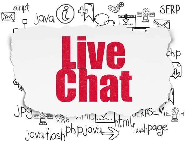 Έννοια της ανάπτυξης Web: Live Chat σε χαρτί σχιστεί φόντο — Φωτογραφία Αρχείου