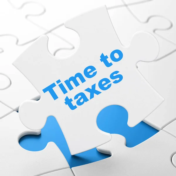 Koncepcja Timeline: czas do podatków na tle puzzle — Zdjęcie stockowe