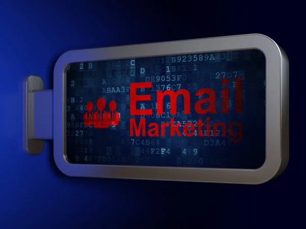 Marknadsföring koncept: e-postmarknadsföring och affärsmän på billboard bakgrund — Stockfoto