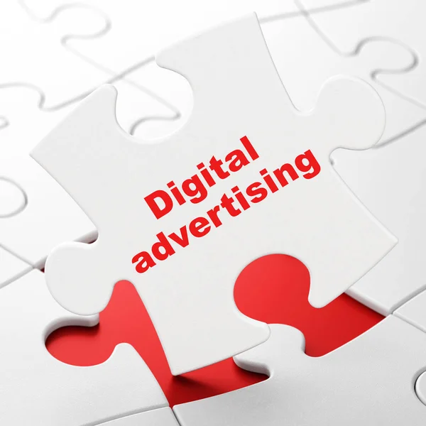 Reclame concept: digitale reclame op puzzel achtergrond — Stockfoto