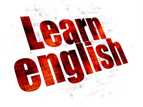 Концепция образования: изучение английского языка на цифровом фоне — стоковое фото