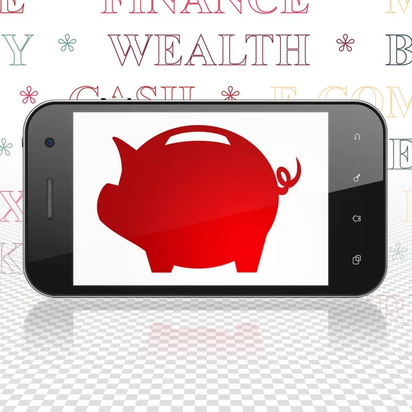 Concept d'argent : Smartphone avec Money Box à l'écran — Photo