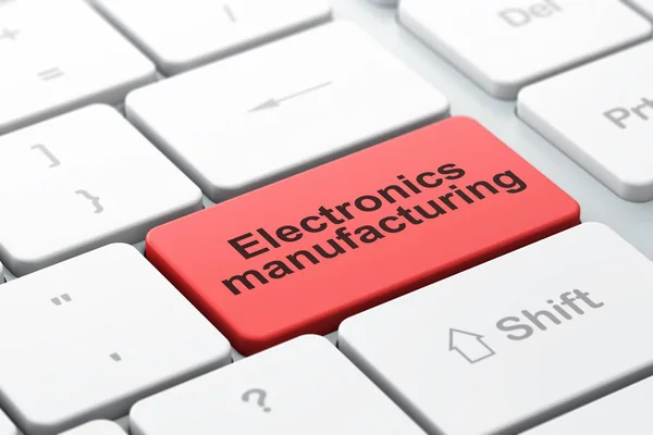 Manufacuring concept: elektronica productie op computer toetsenbord achtergrond — Stockfoto