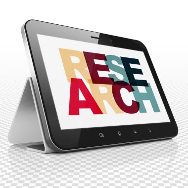 Pazarlama kavramı: araştırma ekranda Tablet bilgisayarınızla