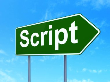 Veritabanı kavramı: yol işareti arka plan üzerinde Script