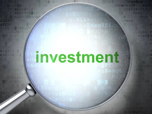 Finance koncept: investering med optiskt glas — Stockfoto