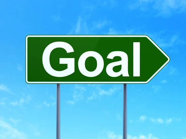 Advertising concept: Goal on road sign background