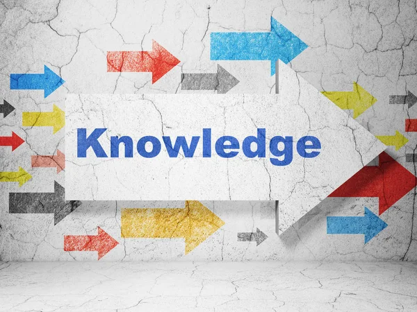 Learning concept: arrow with Knowledge on grunge wall background — Stock Photo, Image