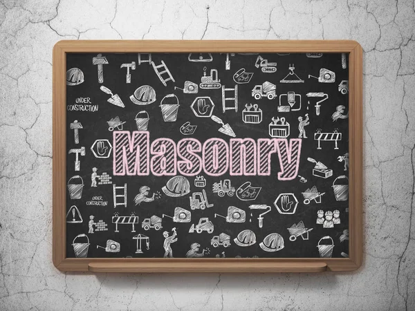 Constructing concept: Masonry on School board background — Stock Photo, Image