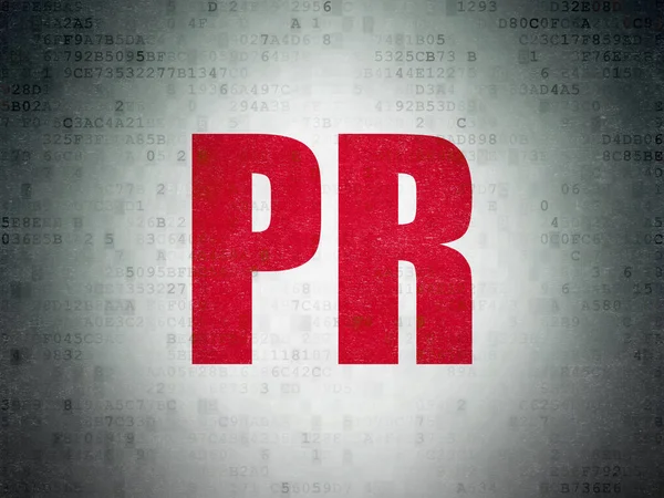 Werbekonzept: PR auf digitalem Datenpapier Hintergrund — Stockfoto