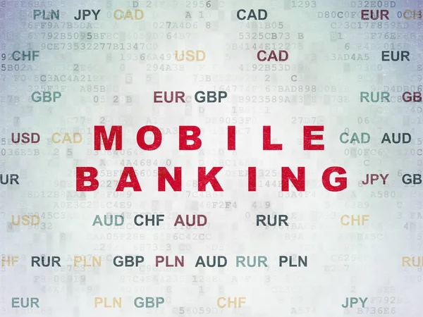 Концепция банковского обслуживания: Мобильный банкинг на фоне цифровых документов — стоковое фото