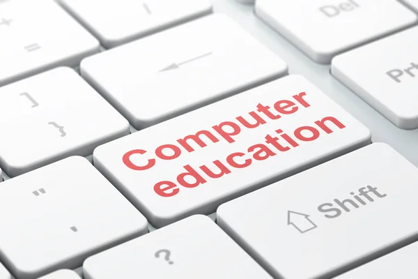 Conceito de estudo: Educação em Computação no fundo do teclado do computador — Fotografia de Stock