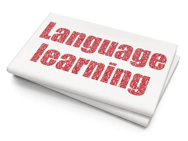 Concepto de educación: aprendizaje de idiomas en el fondo del periódico en blanco —  Fotos de Stock