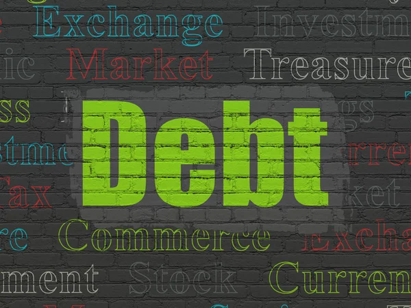 Koncepcji bankowości: dług na tle ściany — Zdjęcie stockowe