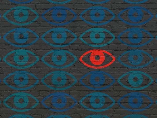 プライバシー概念: 壁の背景にある目のアイコン — ストック写真