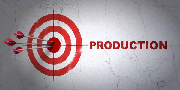 Finance concept: target and Production on wall background — Stock Photo, Image