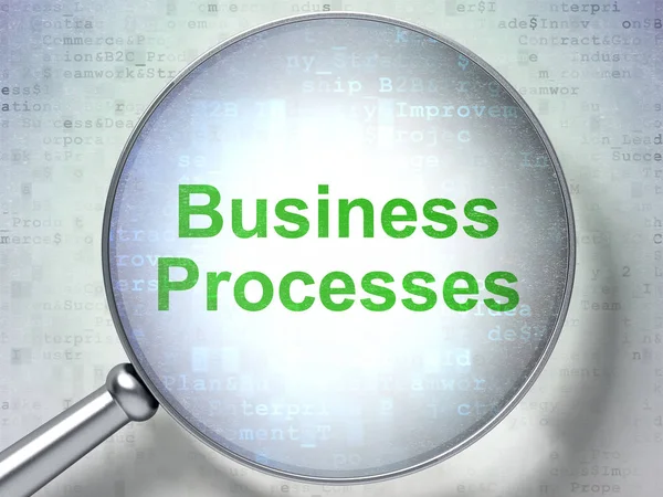 Business concept: Business Processes with optical glass — Stock Photo, Image