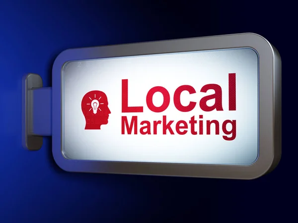 Marketing concept: Local Marketing and Head With Light Bulb on billboard background — Stock Photo, Image