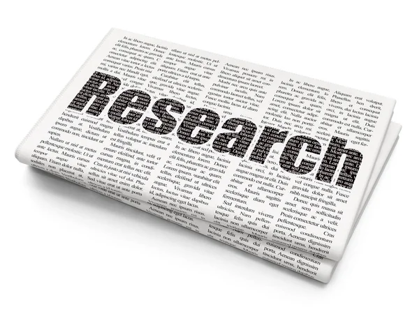 Marketing concept: Research on Newspaper background — Stock Photo, Image