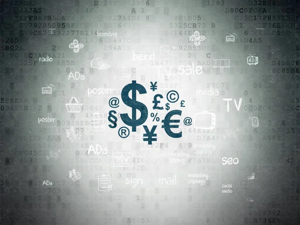 Concept publicitaire : Symbole financier sur fond de papier numérique — Photo