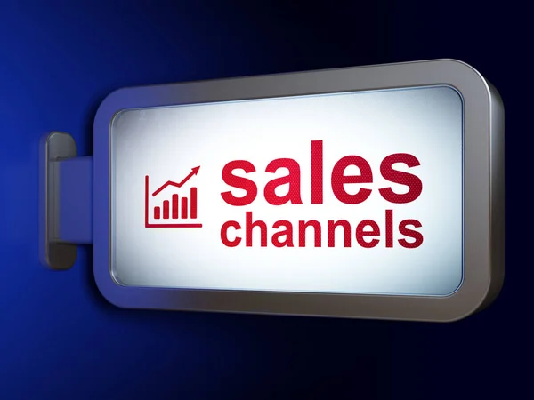 Marknadsföring koncept: försäljning kanaler och tillväxt diagram på billboard bakgrund — Stockfoto
