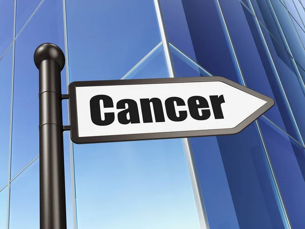 Gezondheidszorg concept: kanker ondertekenen op het opbouwen van de achtergrond — Stockfoto