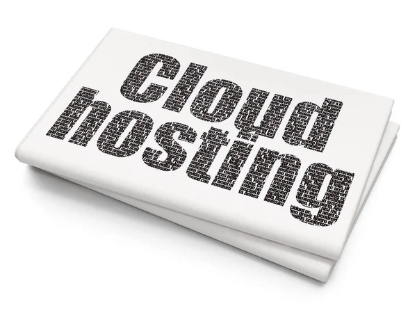 Cloudové síťové koncepce: Cloud Hosting na prázdné novinové pozadí — Stock fotografie