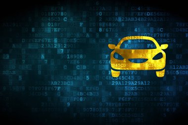 Seyahat kavramı: dijital arka plan üzerinde araba