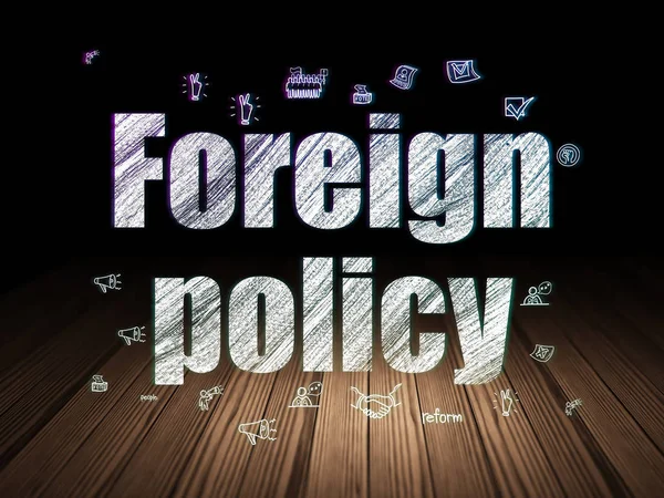 Politics concept: Foreign Policy in grunge dark room
