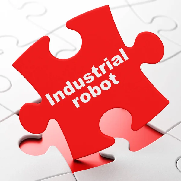 Manufacuring concept: Industrial Robot on puzzle background — Stock Photo, Image