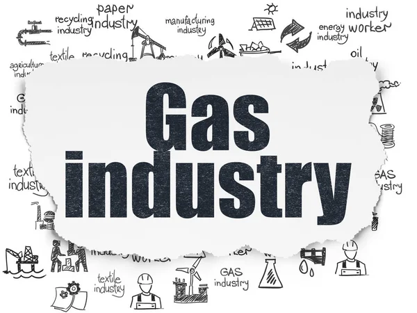 Branchenkonzept: Gasindustrie auf zerrissenem Papier — Stockfoto