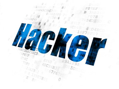 Güvenlik kavramı: Hacker dijital arka plan üzerinde