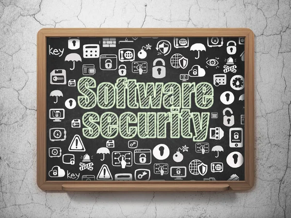 Protection concept: Software Security on School board background
