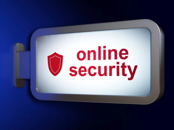 Concetto di sicurezza: sicurezza online e scudo su sfondo cartellone — Foto Stock
