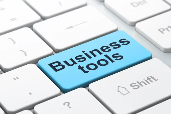 Business concept: Business Tools on computer keyboard background — Stock Photo, Image