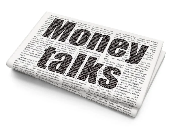 Finanční koncept: peníze rozhovory na pozadí noviny — Stock fotografie