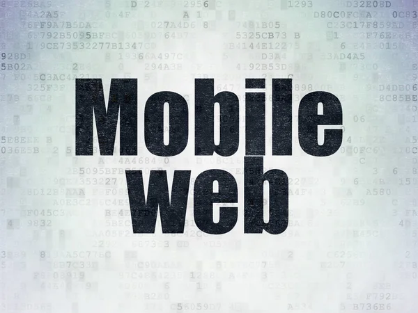 Concepto de desarrollo web: Web móvil sobre fondo de papel de datos digitales —  Fotos de Stock