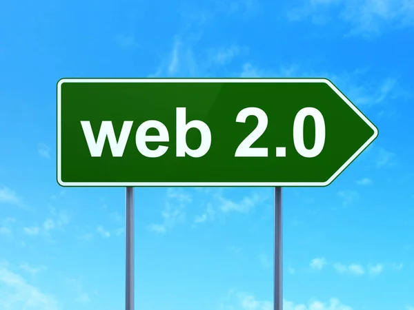 Web 设计概念： Web 2.0 上道路标志背景 — 图库照片