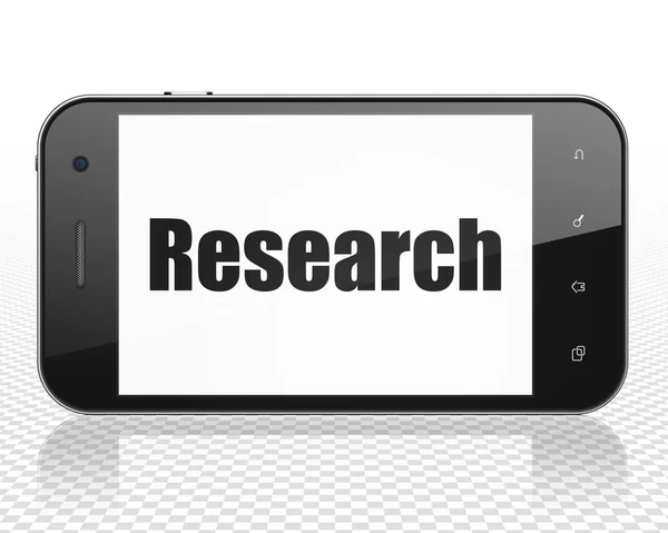 Marketingové koncepce: Smartphone s výzkumem na displeji — Stock fotografie
