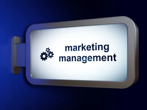 Marketing-Konzept: Marketing-Management und Zahnräder auf Werbetafel Hintergrund — Stockfoto