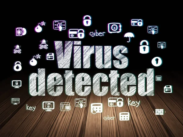 Veiligheidsconcept: Virus gedetecteerd in de donkere kamer grunge — Stockfoto